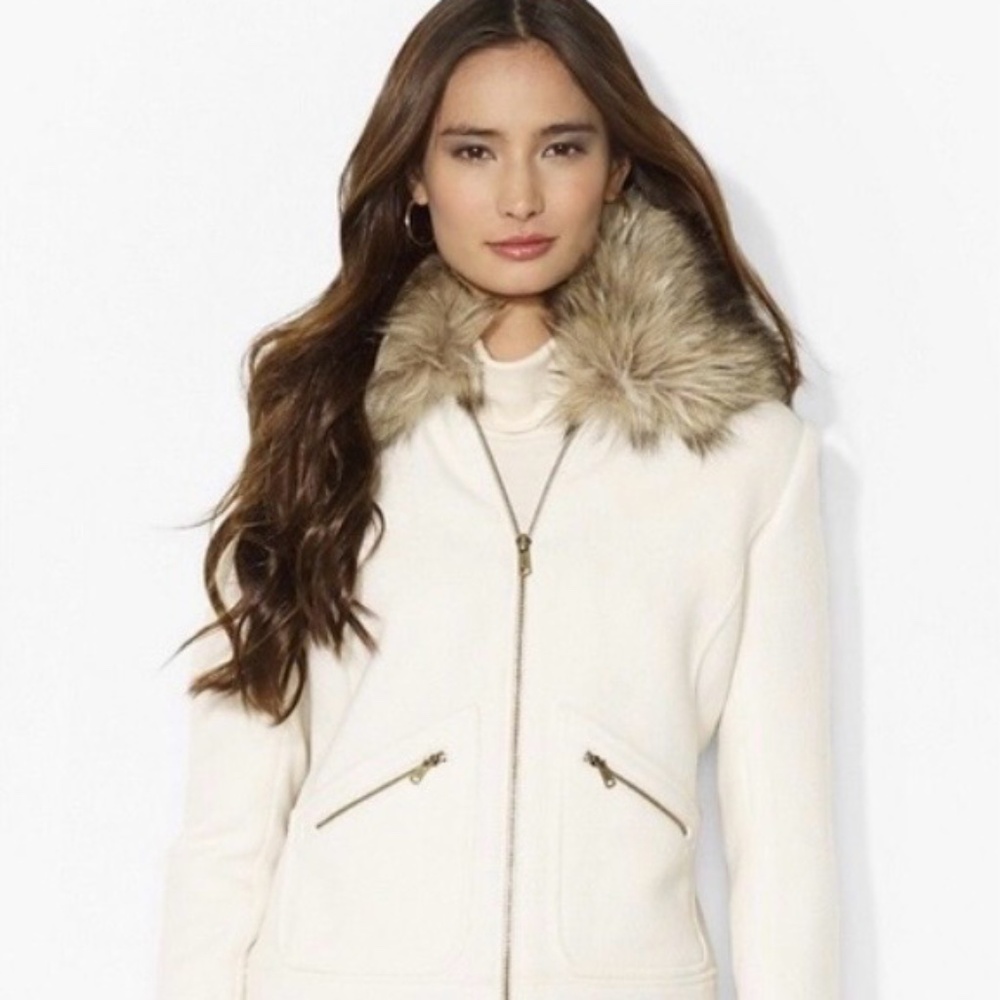 Ralph Lauren Faux Fur Collared Jacket